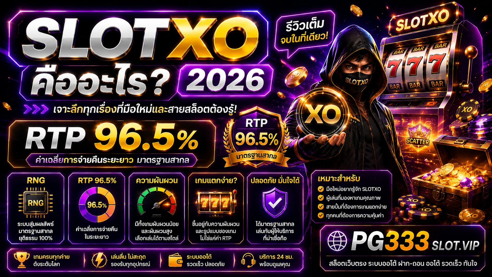 PG333 รีวิวเกม SlotXO สล็อตค่ายดัง แตกง่าย 2026